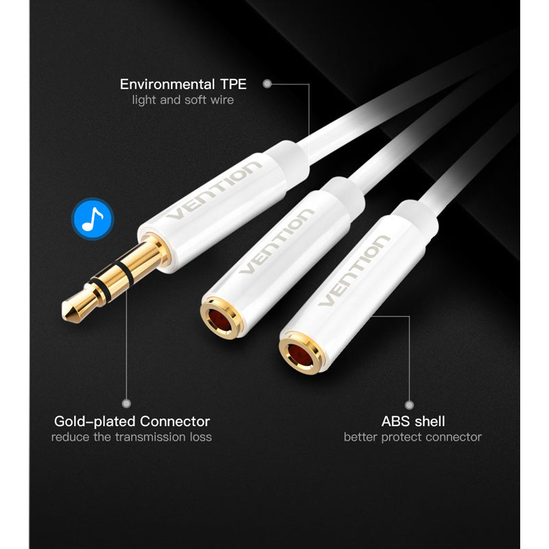 Vention สายแปลงขยายช่องหูฟัง 3.5 mm. (BBSBY) 30 ซม.