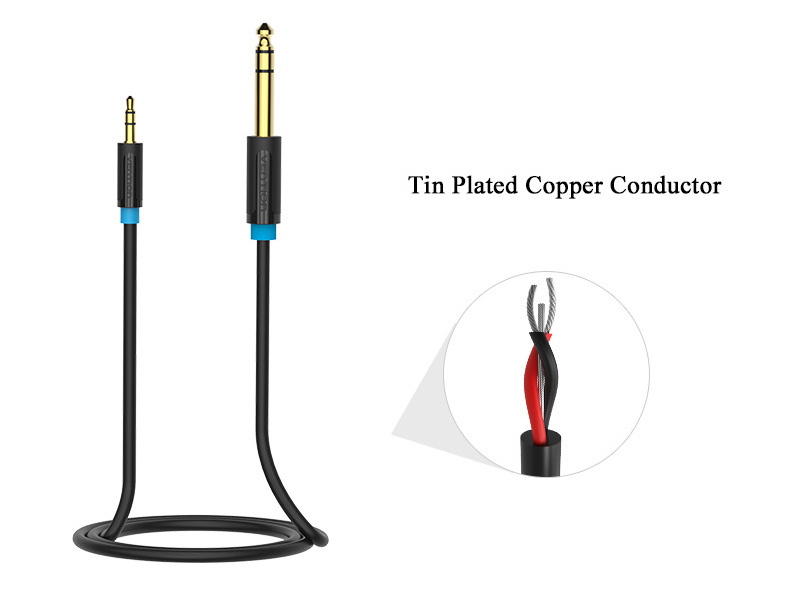 Vention สายแปลงสัญญาณเสียง 6.5 mm. เป็น 3.5 mm (BABBF) 1 เมตร