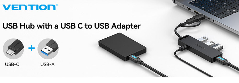 Vention อุปกรณ์เพิ่มช่องสัญญาณ USB3.0 & Type-C เป็น 4xUSB3.0 (CHTBB)