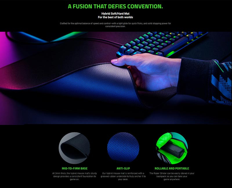 Razer แผ่นรองเมาส์เกม Strider Large