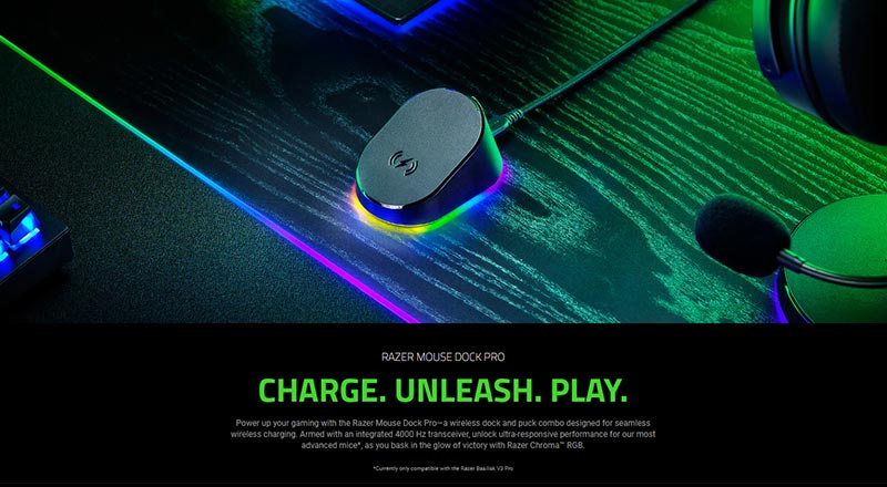 Razer แท่นชาร์จเมาส์ไร้สายพร้อมตัวรับส่งสัญญาณ Dock Pro