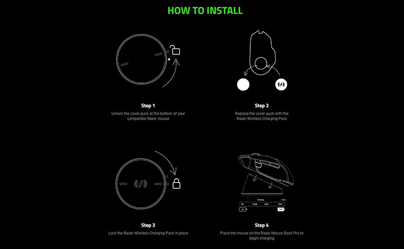 Razer แท่นชาร์จเมาส์ไร้สายพร้อมตัวรับส่งสัญญาณ Dock Pro