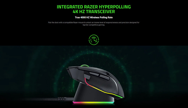 Razer แท่นชาร์จเมาส์ไร้สายพร้อมตัวรับส่งสัญญาณ Dock Pro