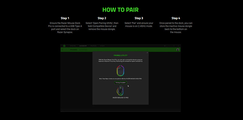 Razer แท่นชาร์จเมาส์ไร้สายพร้อมตัวรับส่งสัญญาณ Dock Pro