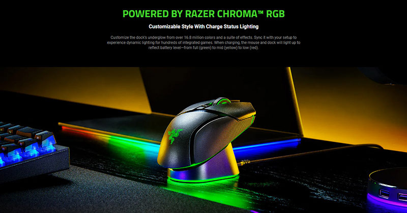 Razer แท่นชาร์จเมาส์ไร้สายพร้อมตัวรับส่งสัญญาณ Dock Pro