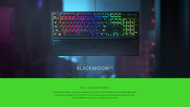 Razer คีย์บอร์ดเกม BlackWidow V3 Green Switch (EN)