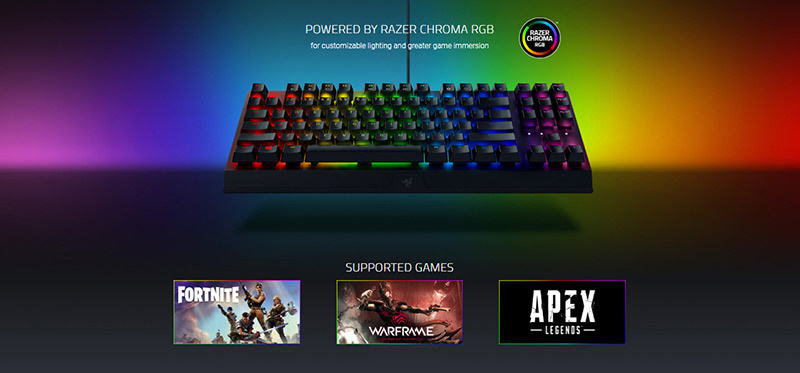 Razer คีย์บอร์ดเกม BlackWidow V3 Tenkeyless Green Switch (THAI)