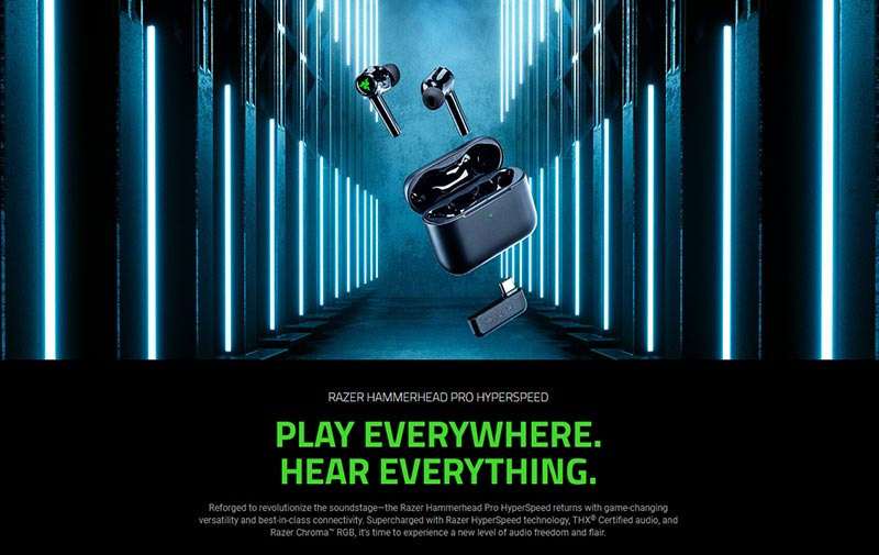 Razer หูฟังเกม True Wireless Hammerhead Pro