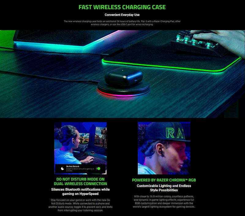 Razer หูฟังเกม True Wireless Hammerhead Pro