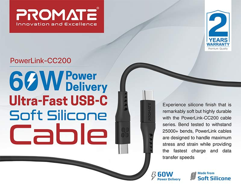 Promate สายชาร์จ Type-C รุ่น PowerLink-CC200 