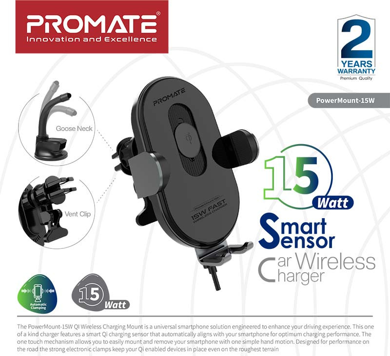 Promate หัวชาร์จในรถ รุ่น PowerMount-15W