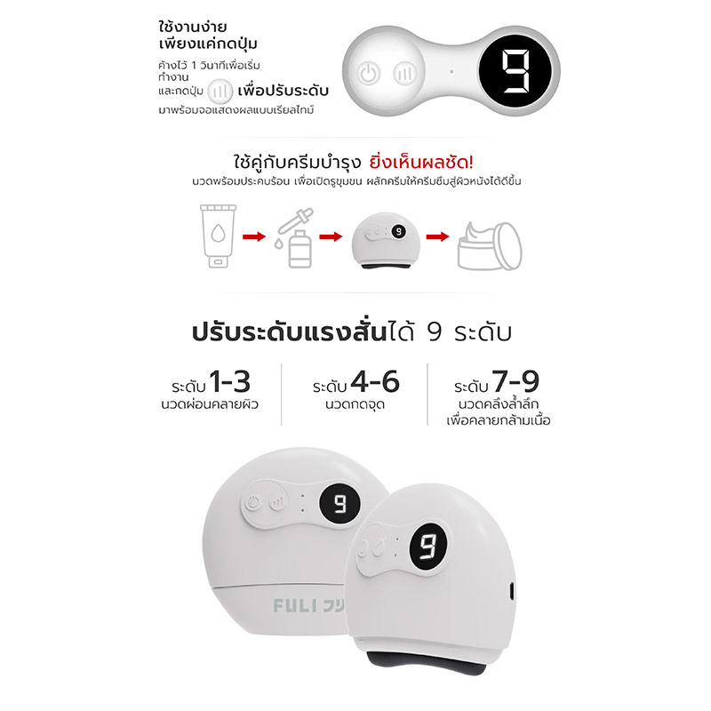 FULI เครื่องนวดกัวซาไฟฟ้าบำบัดผิวด้วยหินธรรมชาติ Natural Stone Electric Gua Sha