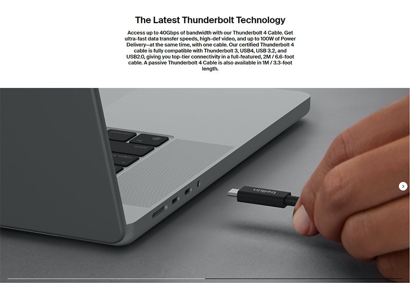 Belkin สายสัญญาณ Thunderbolt 4 2M Active (INZ002bt2MBK)