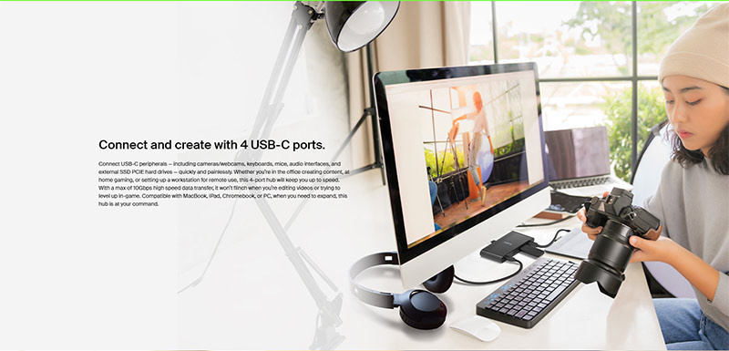 Belkin อุปกรณ์ขยายช่องสัญญาณ Connect USB-C to 4-Port USB-C Hub (AVC018btBK)