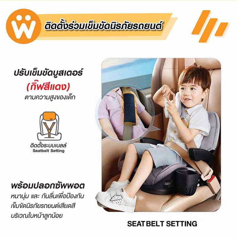 Welldon Booster Partner คาร์ซีทสำหรับเด็กโต 3 - 12 ปี สี Cavalier Black