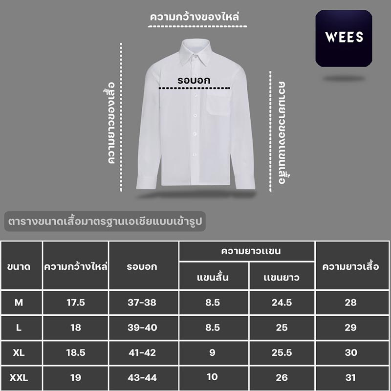 WEES THAILAND เสื้อเชิ้ตผู้ชาย ลายทาง คอปก