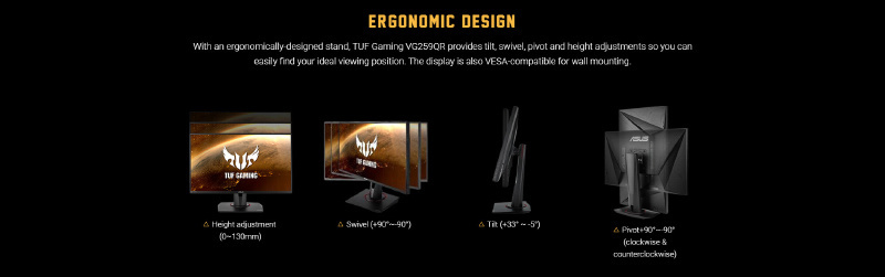 Asus จอคอมพิวเตอร์เกม 24.5 นิ้ว TUF Gaming VG259QR