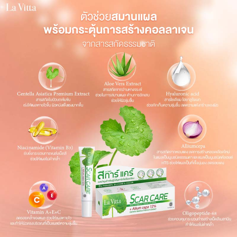 La Vitta เจลลดเลือนรอยแผล Scar care 5 กรัม