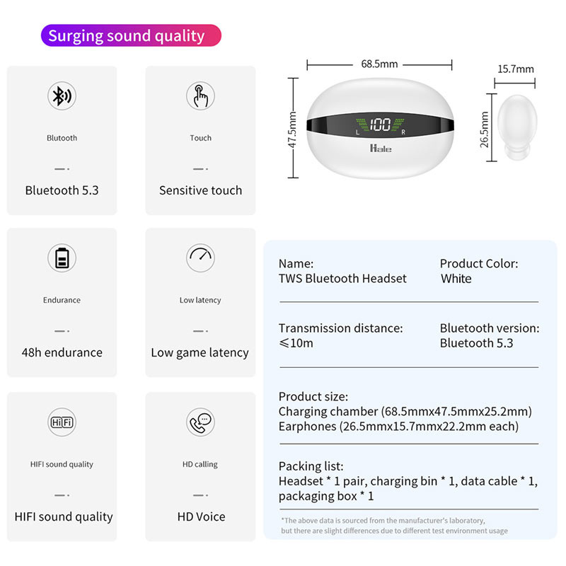 Hale หูฟังบลูทูธแบบ True Wireless รุ่น HTW-05