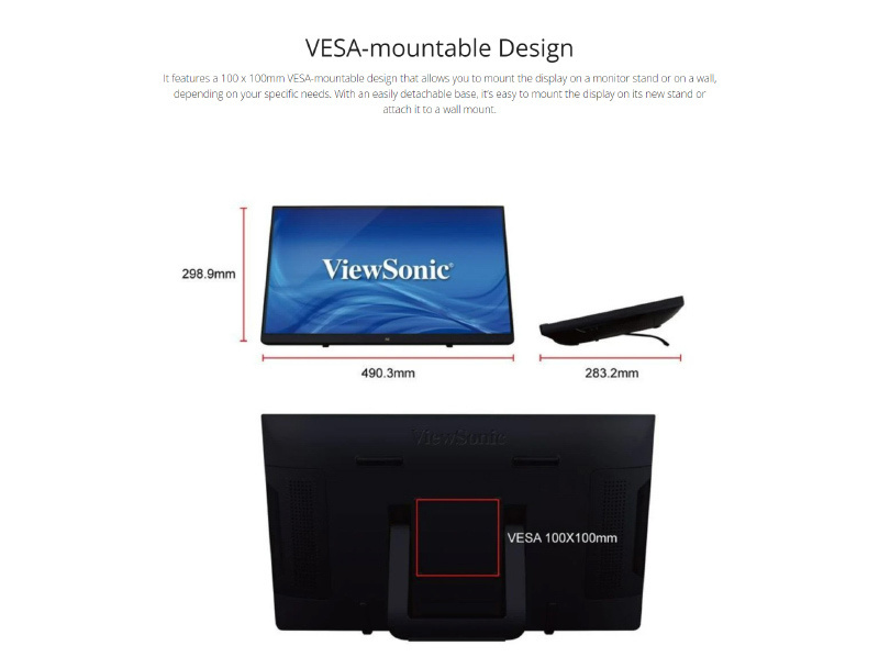 ViewSonic จอคอมพิวเตอร์ 21.5 นิ้ว รุ่น TD2230 Touch Screen