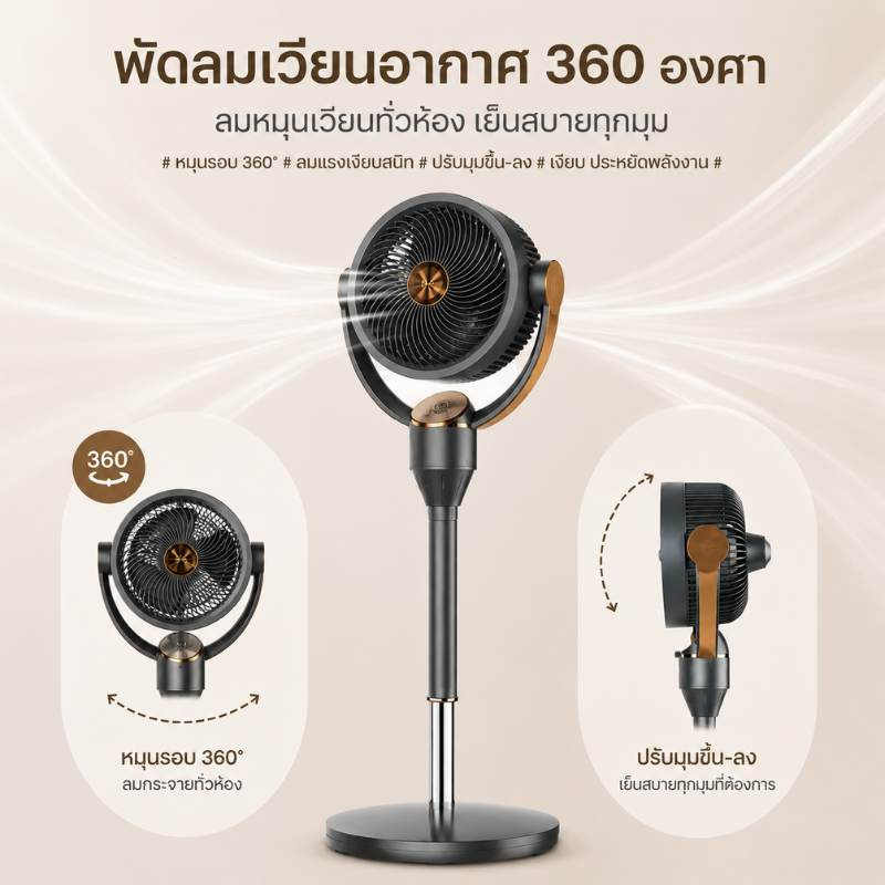Meier พัดลมปรับระดับ 360 องศา 8.4นิ้ว รุ่น ME-SF-56