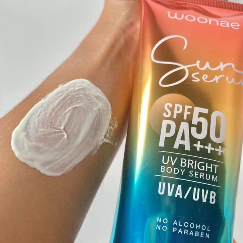 Woonae เซรั่มกันแดดทาผิวกาย UV Bright Body Serum SPF50 PA+++ 150 กรัม title =Woonae เซรั่มกันแดดทาผิวกาย UV Bright Body Serum SPF50 PA+++ 150 กรัม