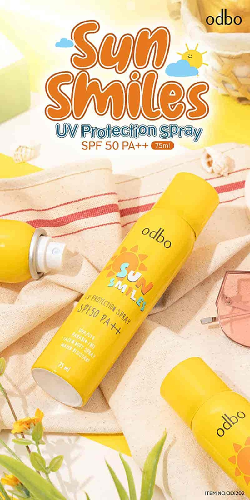 Odbo กันแดดเนื้อโลชั่น Sun Smiles UV Protection Spray SPF 50 PA++ 75 กรัม