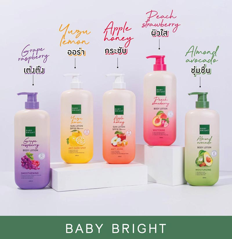 Baby Bright โลชั่นทาผิวกาย Peach Strawberry Body Lotion 450 มล.