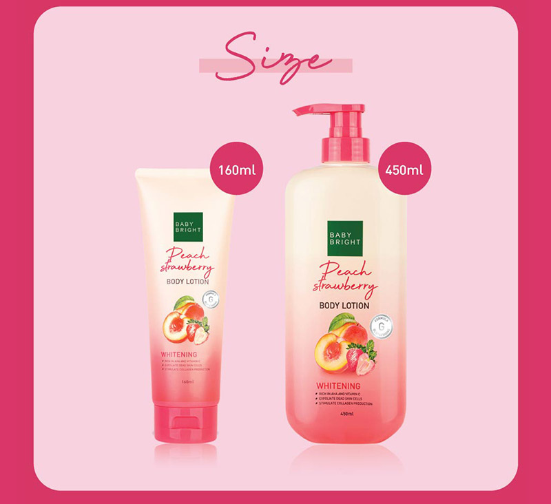 Baby Bright โลชั่นทาผิวกาย Peach Strawberry Body Lotion 160 มล.