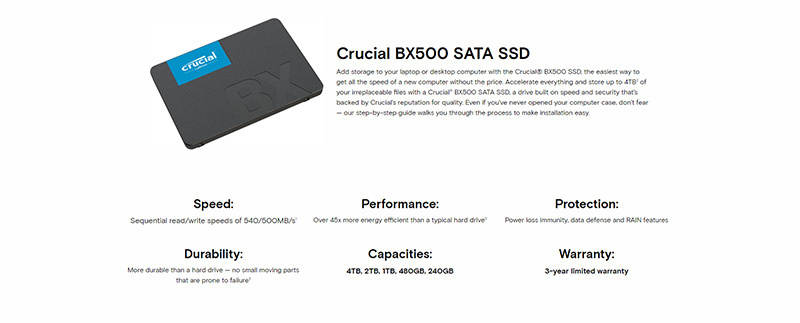 Crucial SSD SATA 2.5 รุ่น BX500 500GB