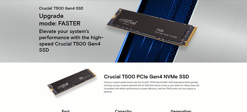 Crucial SSD PCIe M.2 รุ่น T500 500GB