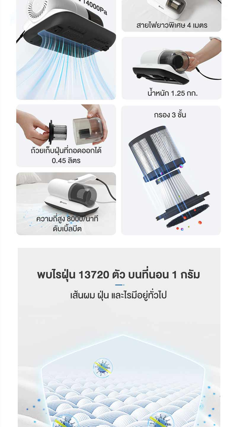 Simplus เครื่องกำจัดไรฝุ่น 14kpa รุ่น CMYH004