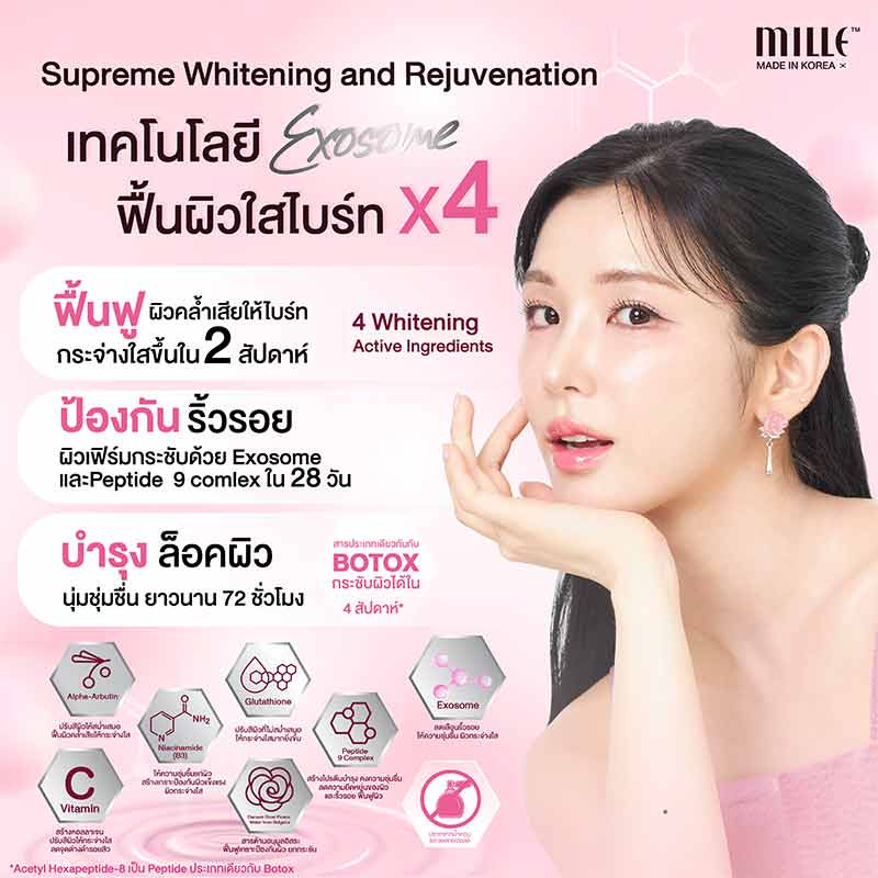 Mille Gel Cream Rose Peptide Whitening 9 Complex 6มล. (6ซอง)