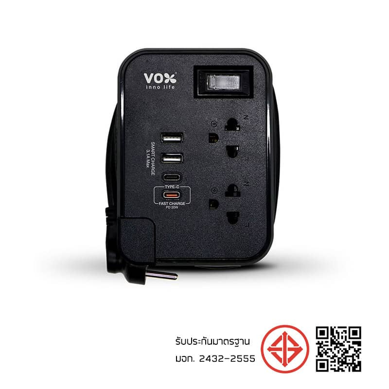 VOX ปลั๊กไฟโนว่า USB 1M รุ่น TSPD-212C