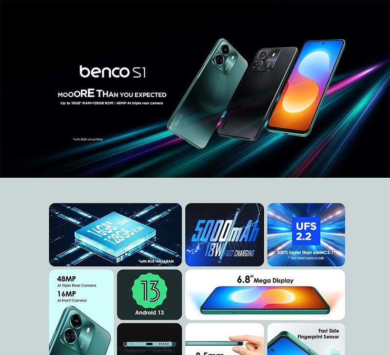 Benco S1 (Ram 6 Gb , Rom 128 Gb)