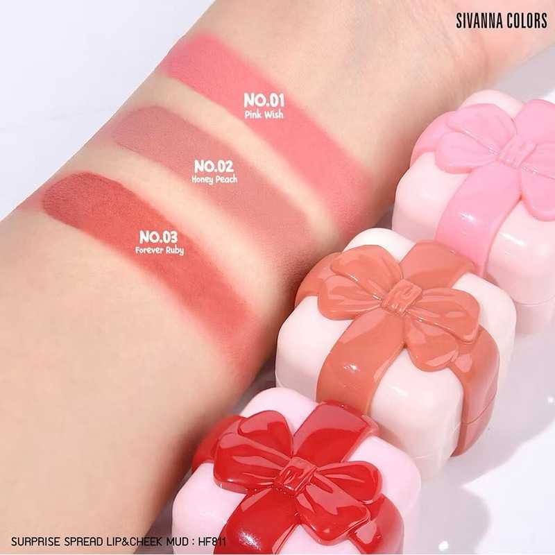 Sivanna ลิปและบลัชออน Surprise Spread Lip & Cheek Mud HF811 6 กรัม