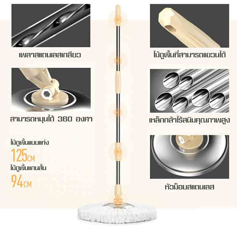 ALLSKING ชุดถังปั่น Spin Mop ทรงกลมพร้อมผ้า
