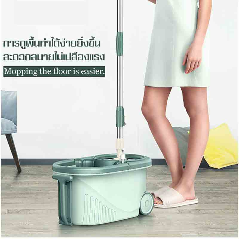 ALLSKING ชุดถังปั่น Spin Mop ทรงกลมพร้อมผ้า