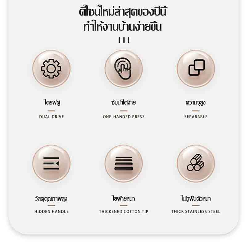 ALLSKING ชุดถังปั่น Spin Mop ทรงกลมพร้อมผ้า