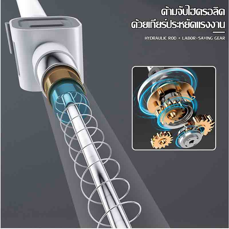 ALLSKING ชุดถังปั่นสแตนเลส ไม้ถูหมุนได้ ขาว T-D1