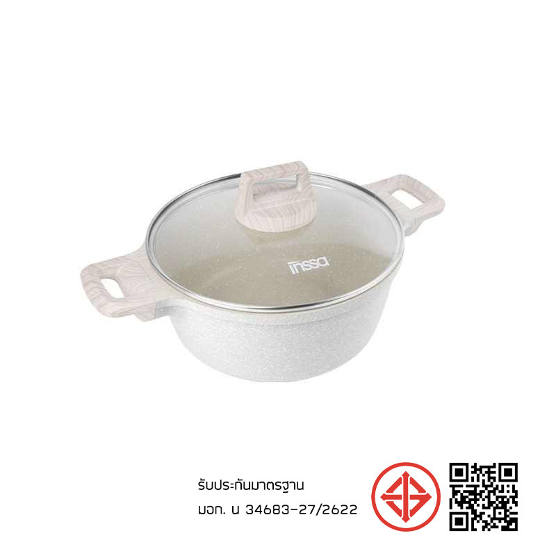 INSSA หม้อ ขนาด 24 cm 4L สีครีมขาว