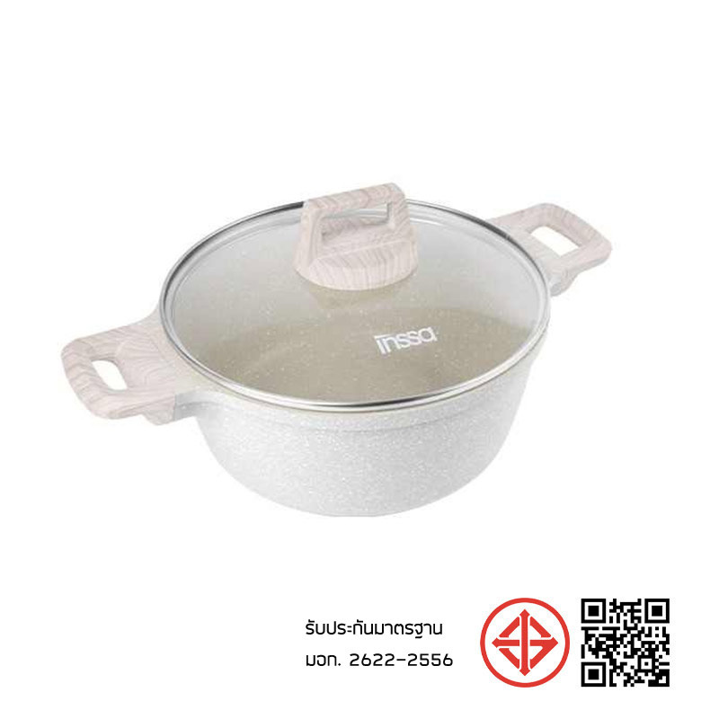 INSSA หม้อ ขนาด 24 cm 4L สีครีมขาว