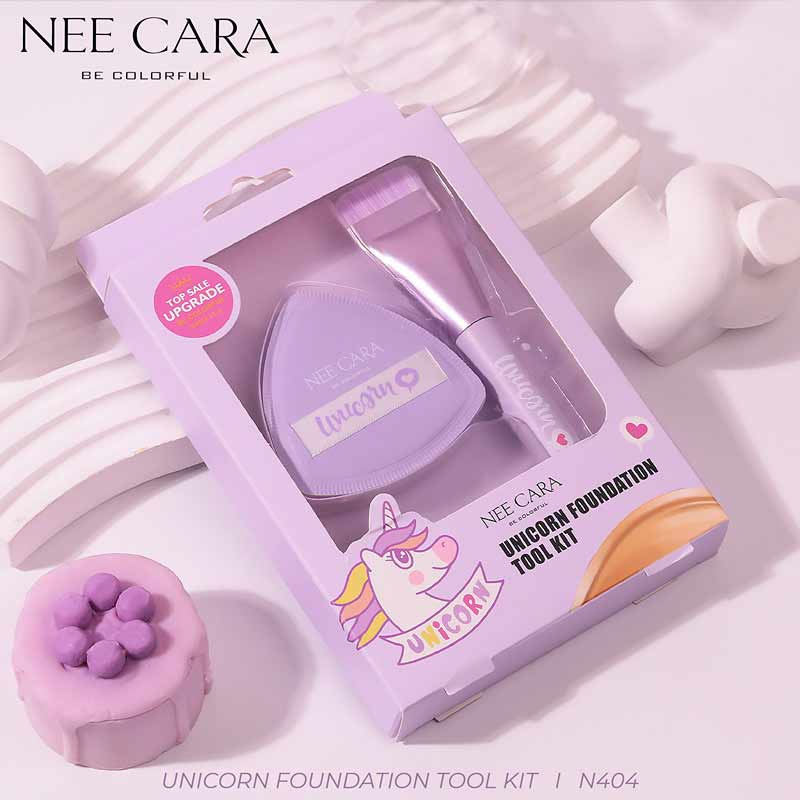Nee Cara ชุดเซ็ทแปรงแต่งหน้า Unicorn Foundation Tool Kit N404 (2ชิ้น/ชุด)
