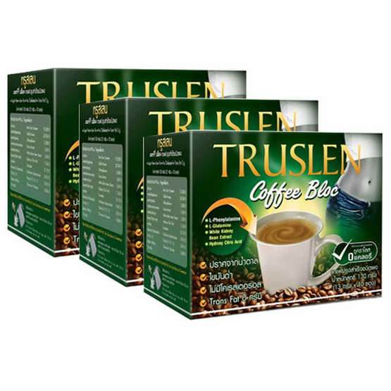 TRUSLEN COFFEE BLOC แพ็ค 3 กาแฟเพื่อสุขภาพ เพิ่มสารสกัดจากถั่วขาว ขนาด 390 กรัม รวมบรรจุ 30 ซอง TRUSLEN COFFEE BLOC แพ็ค 3 กาแฟเพื่อสุขภาพ เพิ่มสารสกัดจากถั่วขาว ขนาด 390 กรัม รวมบรรจุ 30 ซอง