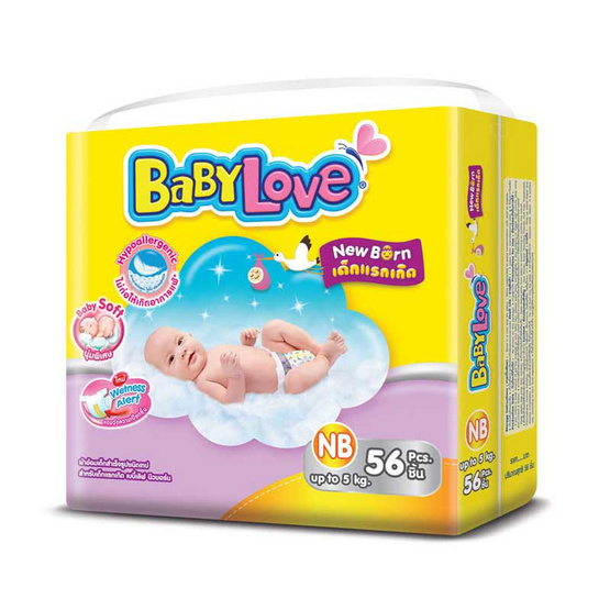 เบบี้เลิฟ อีซี่เทป ไซส์ NB 56 ชิ้น 4 แพ็ก 224 ชิ้น เบบี้เลิฟ อีซี่เทป ไซส์ NB 56 ชิ้น 4 แพ็ก 224 ชิ้น