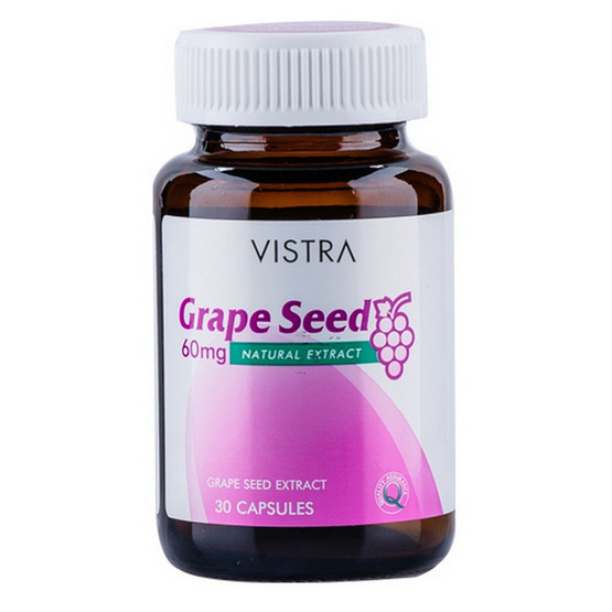 VISTRA Grape Seed Extract สารสกัดจากเมล็ดองุ่น 60 มก. บรรจุ 30 แคปซูล VISTRA Grape Seed Extract สารสกัดจากเมล็ดองุ่น 60 มก. บรรจุ 30 แคปซูล