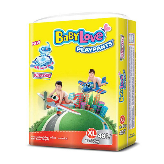เบบี้เลิฟ เพลย์แพ้นส์ อัลตร้า ดราย ไซส์ XL 48 ชิ้น x 4 แพ็ก (ยกลัง) เบบี้เลิฟ เพลย์แพ้นส์ อัลตร้า ดราย ไซส์ XL 48 ชิ้น x 4 แพ็ก (ยกลัง)