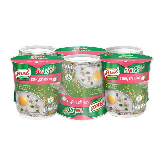Knorr คนอร์ คัพโจ๊ก โจ๊กกึ่งสำเร็จรูป รสหมูผสมสาหร่าย (ถ้วย) ขนาด 35 g. (6 ชิ้น) Knorr คนอร์ คัพโจ๊ก โจ๊กกึ่งสำเร็จรูป รสหมูผสมสาหร่าย (ถ้วย) ขนาด 35 g. (6 ชิ้น)