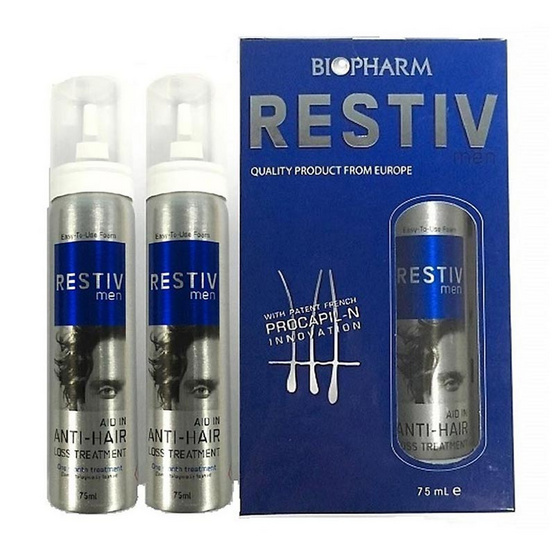 BIOPHARM RESTIV บำรุงเส้นผมและหนังศีรษะ ชนิดโฟม 75 มล. (แพ็ค 2 ขวด) BIOPHARM RESTIV บำรุงเส้นผมและหนังศีรษะ ชนิดโฟม 75 มล. (แพ็ค 2 ขวด)