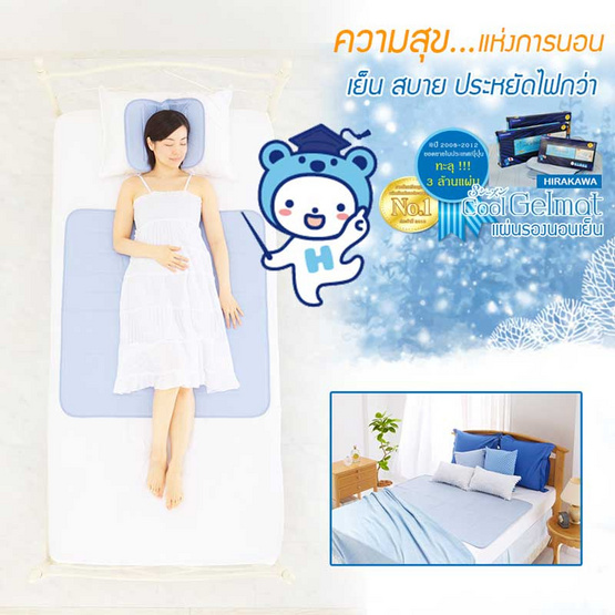 HIRAKAWA แผ่นรองนอนเย็น Cool Gel Mat สีฟ้า HIRAKAWA แผ่นรองนอนเย็น Cool Gel Mat สีฟ้า